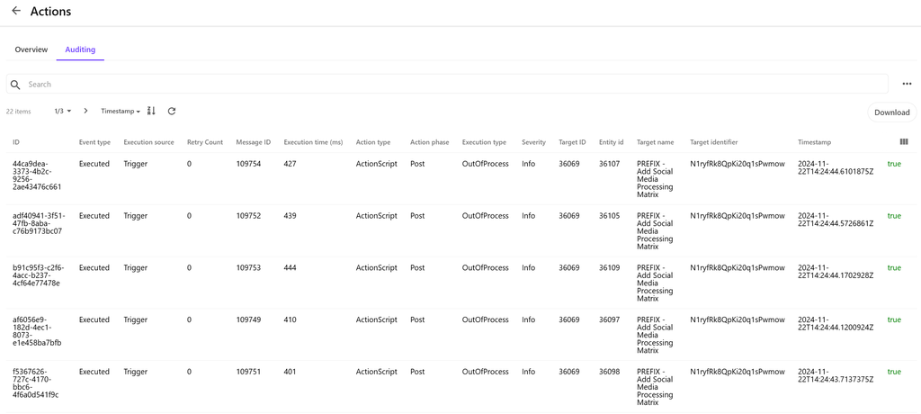 Trigger Execution logs